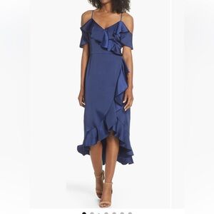 Faux Wrap Satin Ruffle dress Size 14